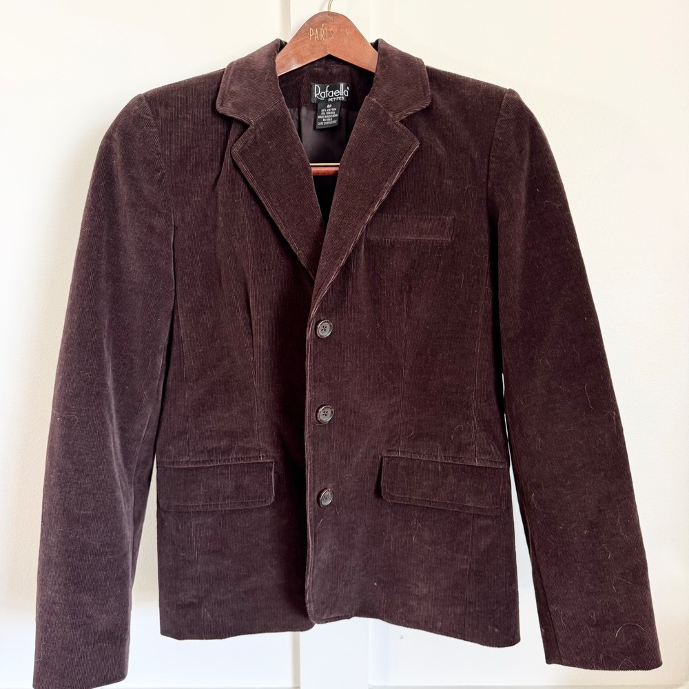 Corduroy Blazer Dark Academia Brown Womens Sz Petite 6